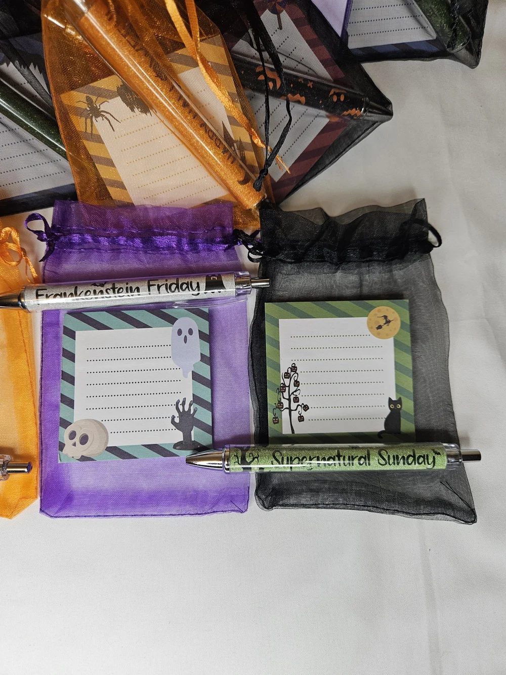Set of 4 Halloween Gift Bags | Sticky Notes, Pens NEW